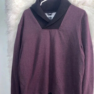 H&M Shawl Collar Sweatshirt Sweater Burgundy Large
